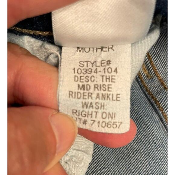 MOTHER Jeans Womens Size 24 The Mid Rise Rider Ankle Right On Denim Button Zip - Picture 8 of 10